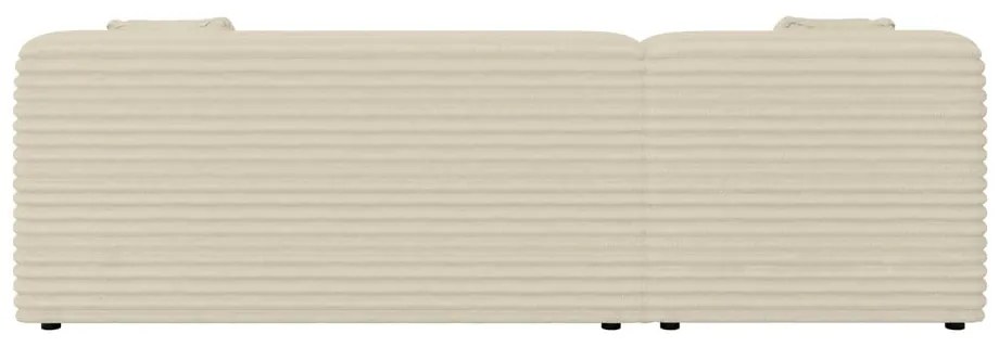 Colțar bej cu tapițerie din catifea reiată (cu colț pe partea stângă, cu șezlong) Martin – Ropez