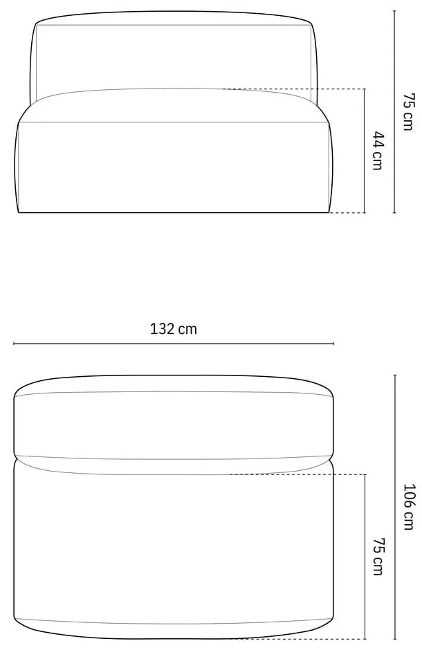 Modul pentru canapea modulară verde (de mijloc) Martina – Micadoni Home