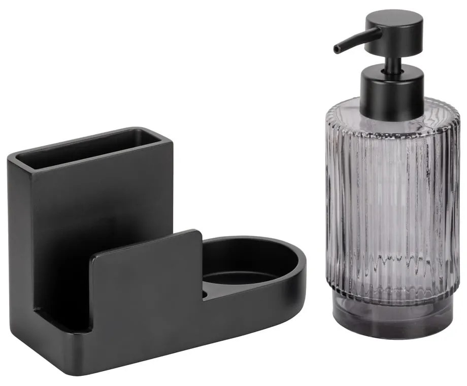 Suport pentru accesorii de spălat negru din polirășină Pina – Wenko
