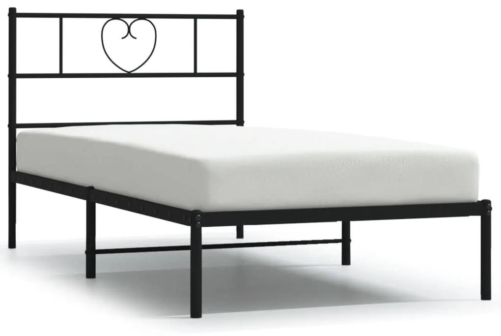 355458 vidaXL Cadru de pat din metal cu tăblie, negru, 100x200 cm