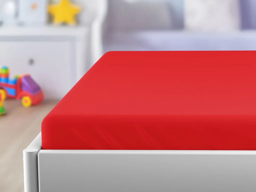Cearsaf jersey pentru patut de copil EXCLUSIVE 60x120 cm rosu