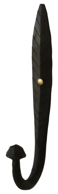 Cuier negru, din metal, cu agatatoare, model frunza, Ria