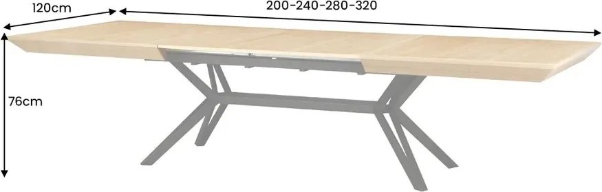 Masa extensibila GIANT 200-320cm stejar natural