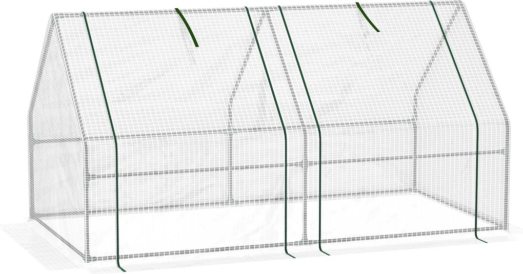 Outsunny Mini Seră Portabilă din PE pentru Grădină, cu Uși cu Fermoar și Acoperiș pentru Protecție UV/Apă, 180x90x90 cm, Alb | Aosom Romania