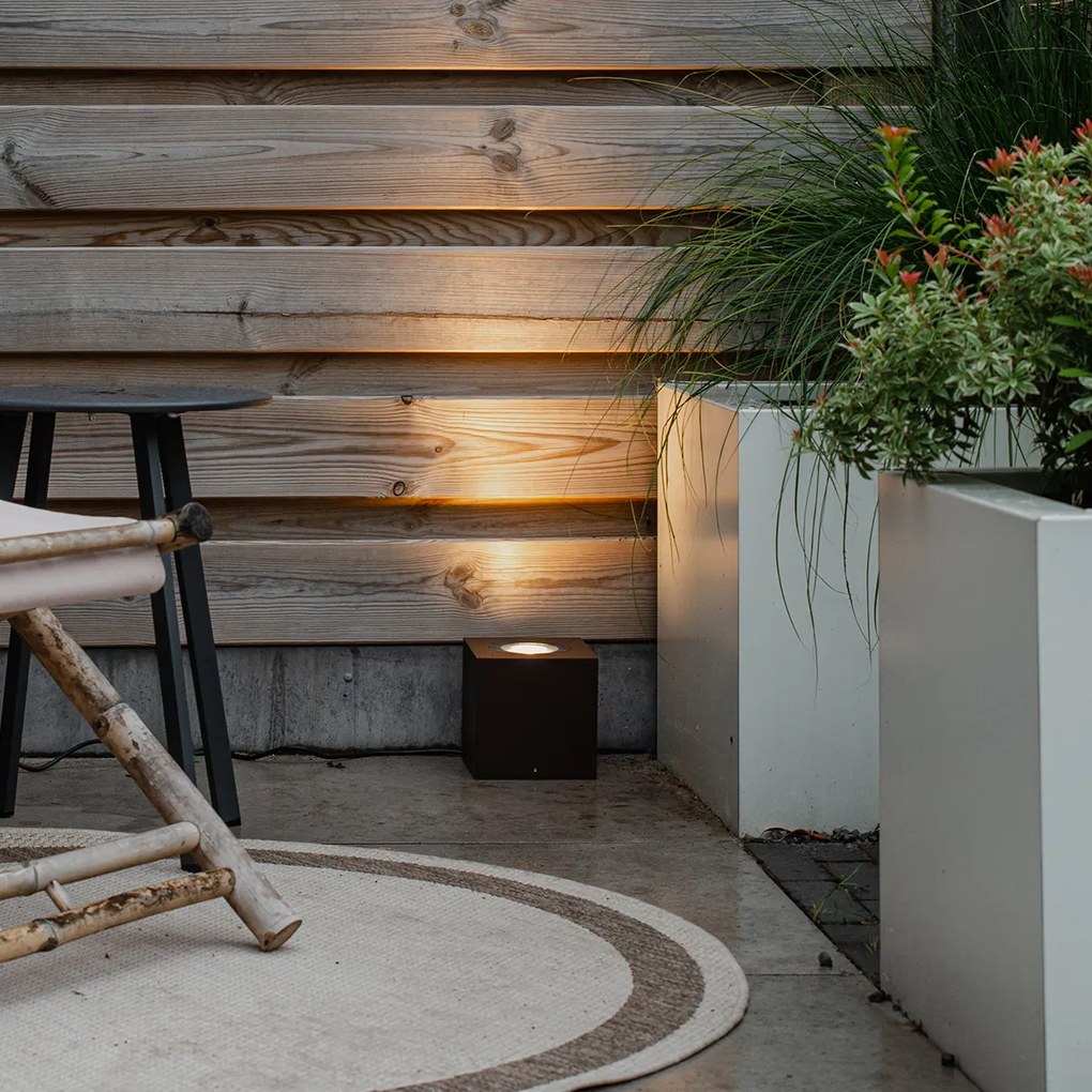 Proiector de grădină industrial maro ruginit pătrat IP65 AR111 - Lennard