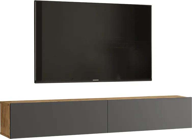 Comoda TV suspendata Delora, culoare antracit- stejar sonoma, 180 x 31.6 x 29.6 cm