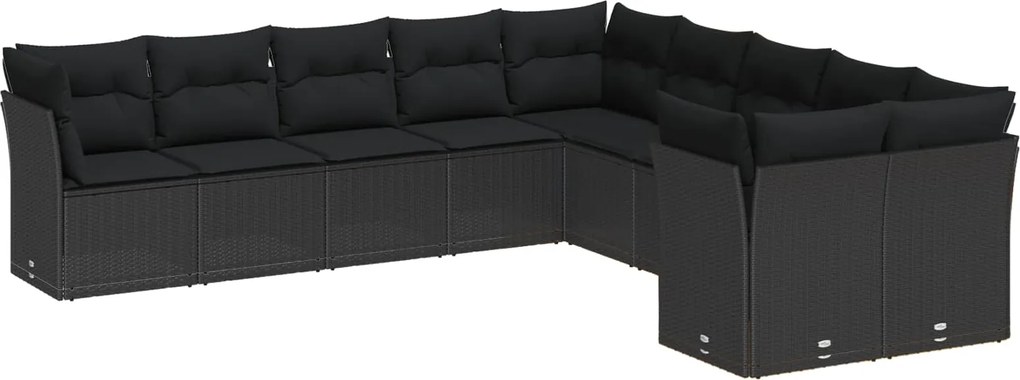 vidaXL Set de canapele pentru grădină 13 pcs Negru poliratan