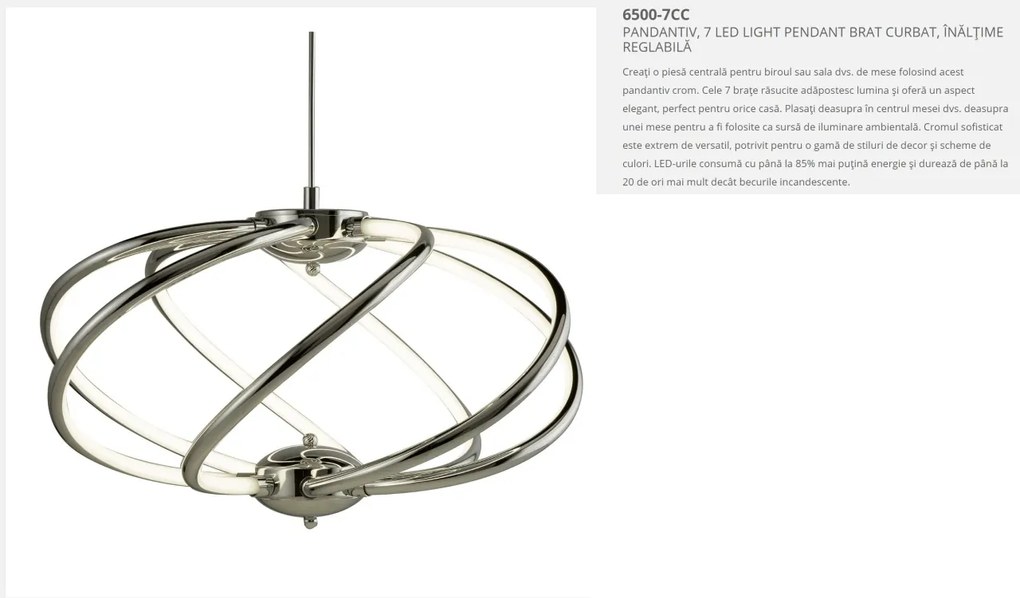 Lustra LED suspendata design modern 51cm Bardot 42W 6500-7CC SRT