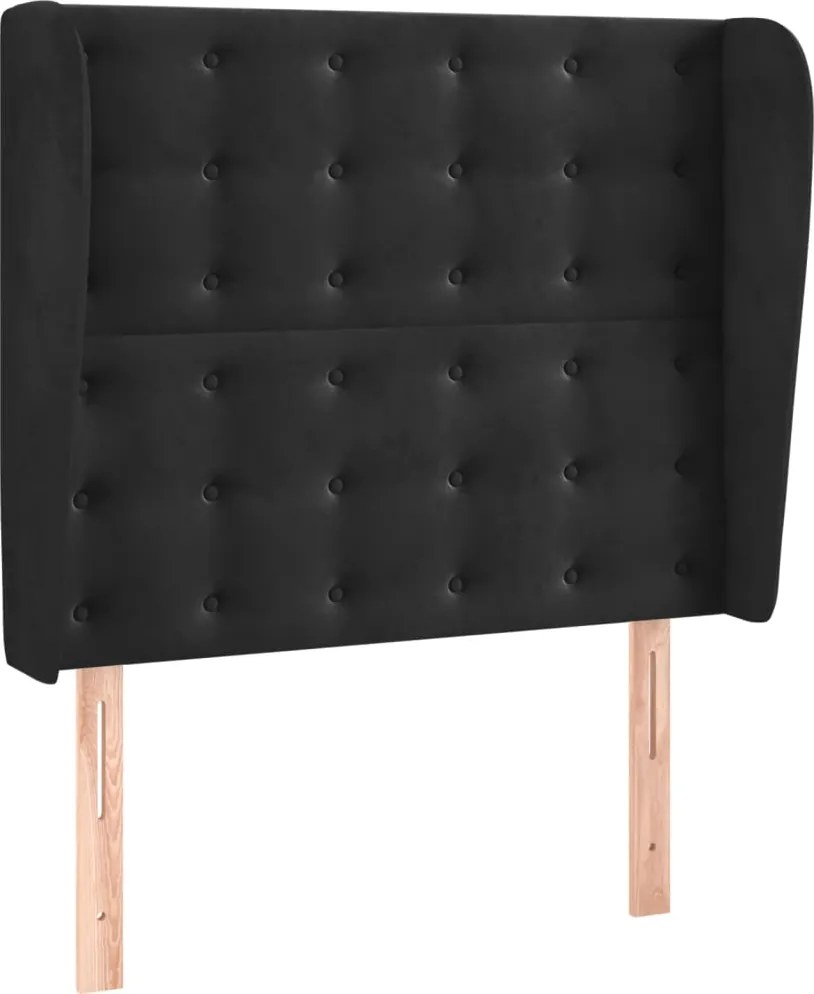 vidaXL Tăblie de pat cu aripioare, negru, 83x23x118/128 cm, catifea