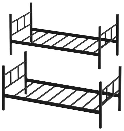Pat supraetajat metalic MAVEN 90x200 cm, negru, capacitate 2 x 100 kg