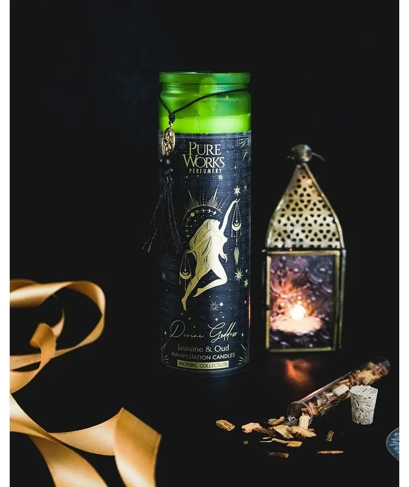 Arome Lumânare organică Jasmine&Oud 300 g înborcan înalt colorat cu ciucure