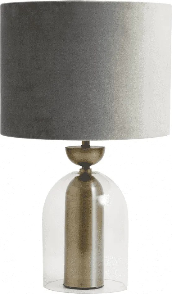 Lampa de Birou cu Abajur din Catifea - Catifea Gri Diametru (33 cm) x Inaltime (25 cm)