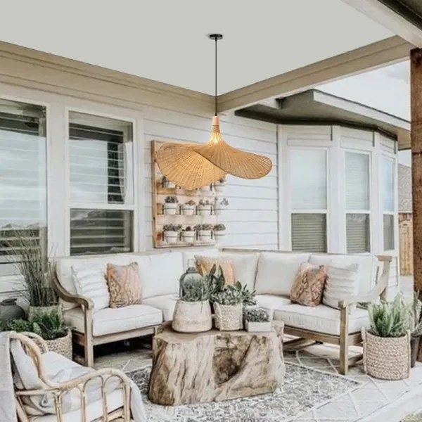 Lustră pe cablu Immax 08290L SOMBRERO 1xE27/40W/230V d. 80 cm ratan