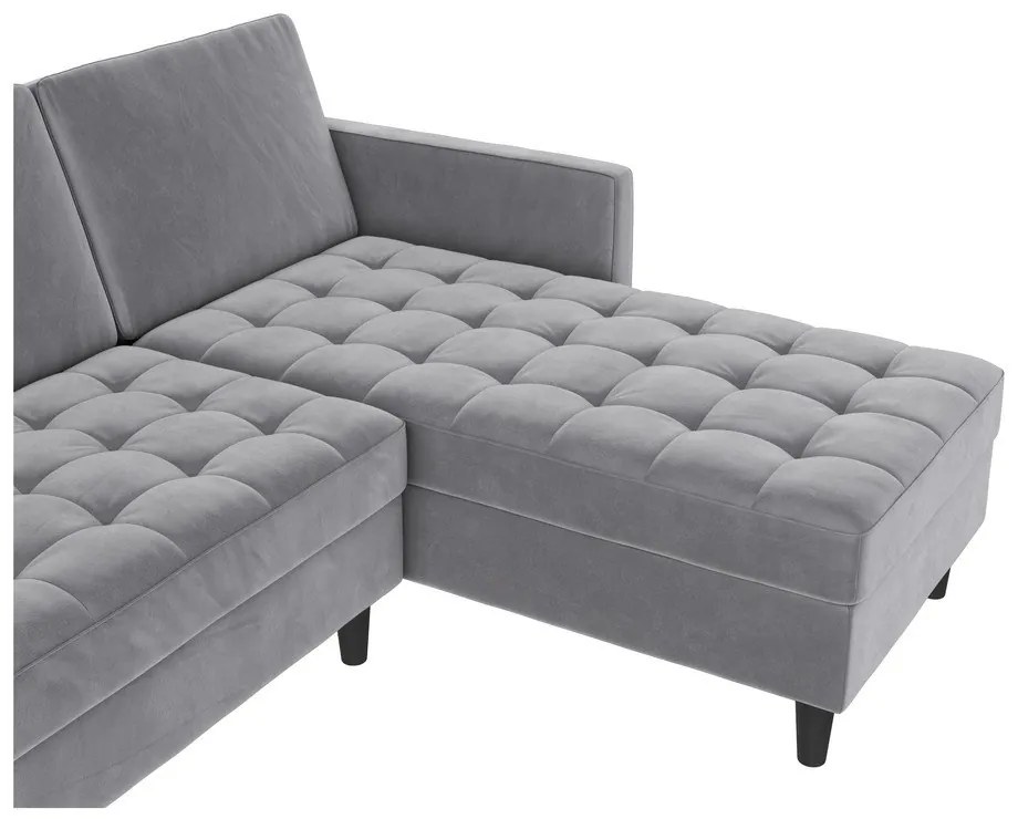 Colțar gri deschis cu tapițerie din catifea Presley – Støraa