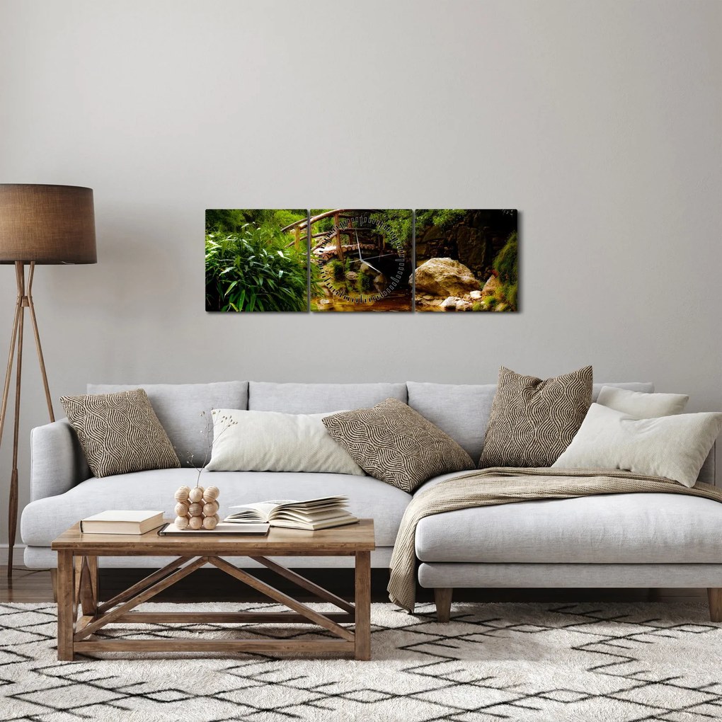Tablou - Pod prin râu (cu ceas) (90x30 cm)