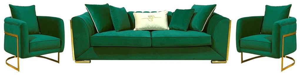 Set MAJESTY 3-1-1, canapea fixa 3 locuri, 2 fotolii fixe, verde