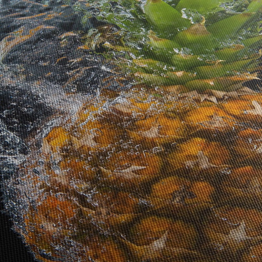 Tablou cu anans în apă (cu ceas) (90x30 cm)