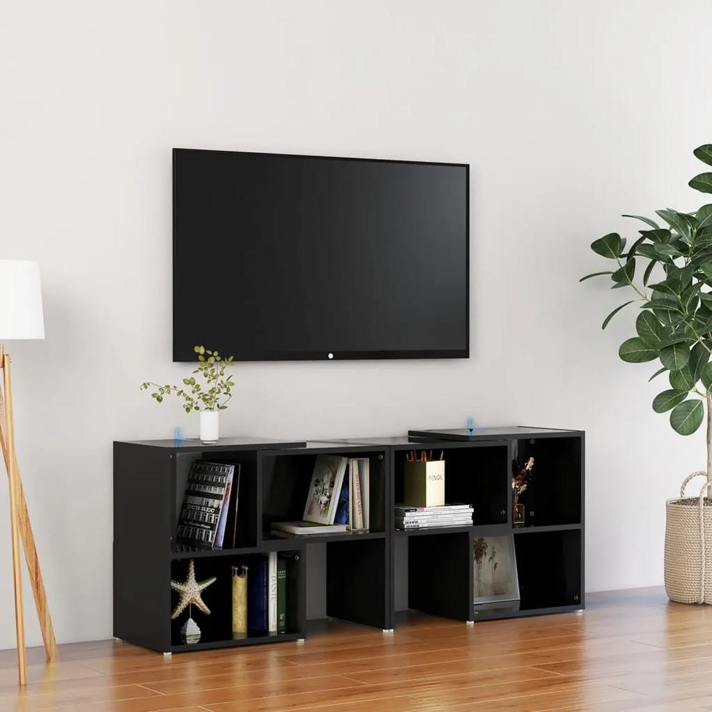 808357 vidaXL Comodă TV, negru extralucios, 104x30x52 cm, PAL