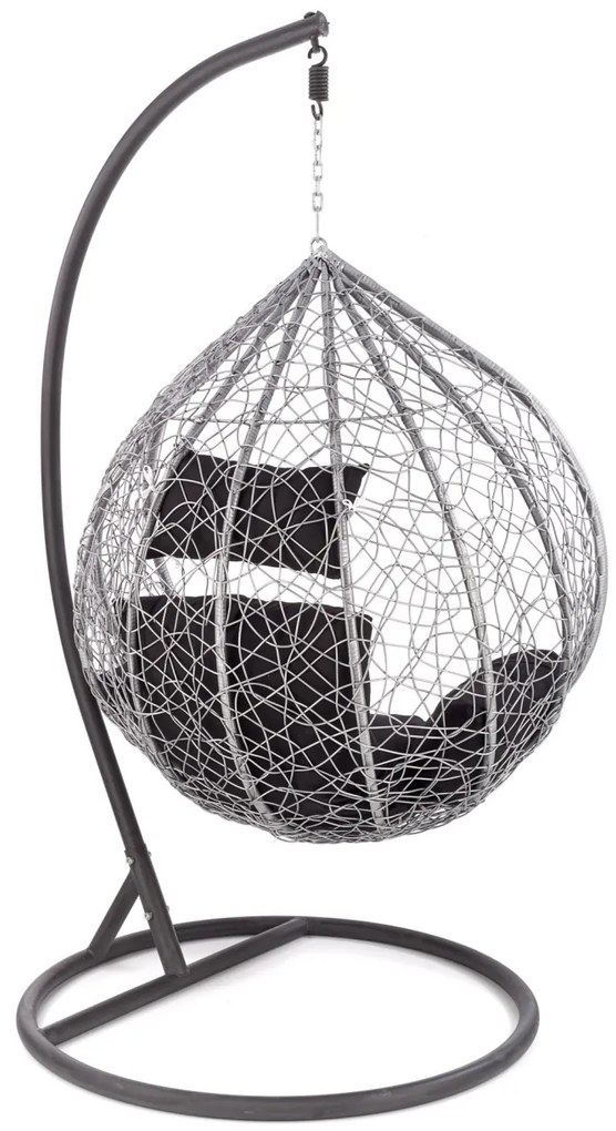 Fotoliu suspendat Eggy ratan gri/negru - H195 cm