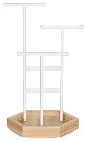 Suport bijuterii, Songmics, Natural-Alb, 20.5x18x36 cm