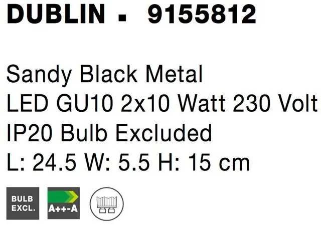 Aplica cu 2 spoturi directionabile DUBLIN negru NVL-9155812