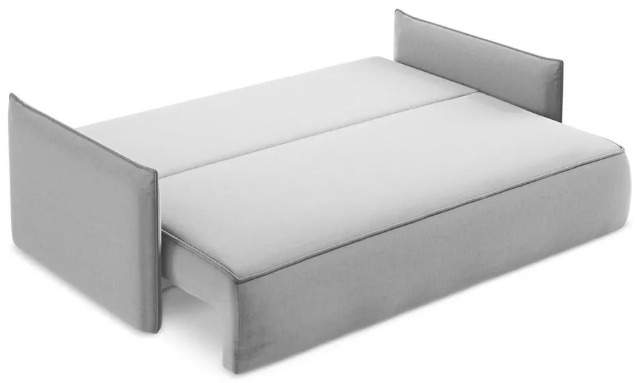 Canapea gri deschis extensibilă/cu spațiu de depozitare cu tapițerie din catifea 225 cm Hula – Makamii