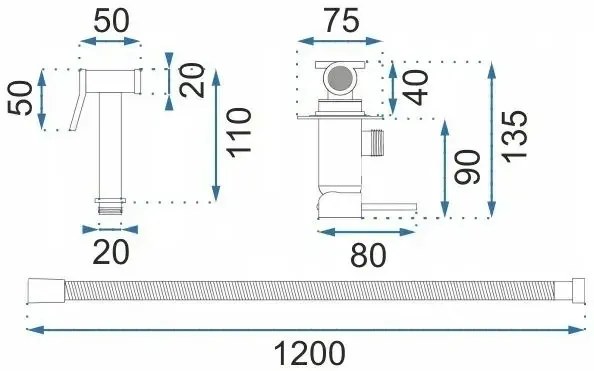 Baterie pentru bideu Lungo Loop Negru metalic, Rea