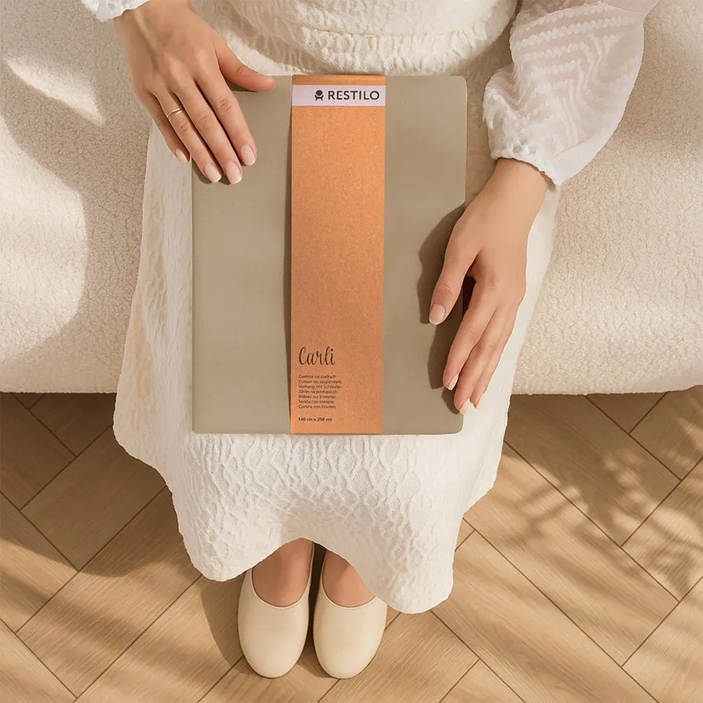 Draperie bej dimout (semi-opacă) 140x250 cm Carli Tie – Restilo