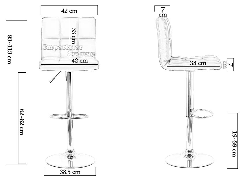 Scaun bar crem rotativ, reglabil pe inaltime, din piele sintetică ABS 191