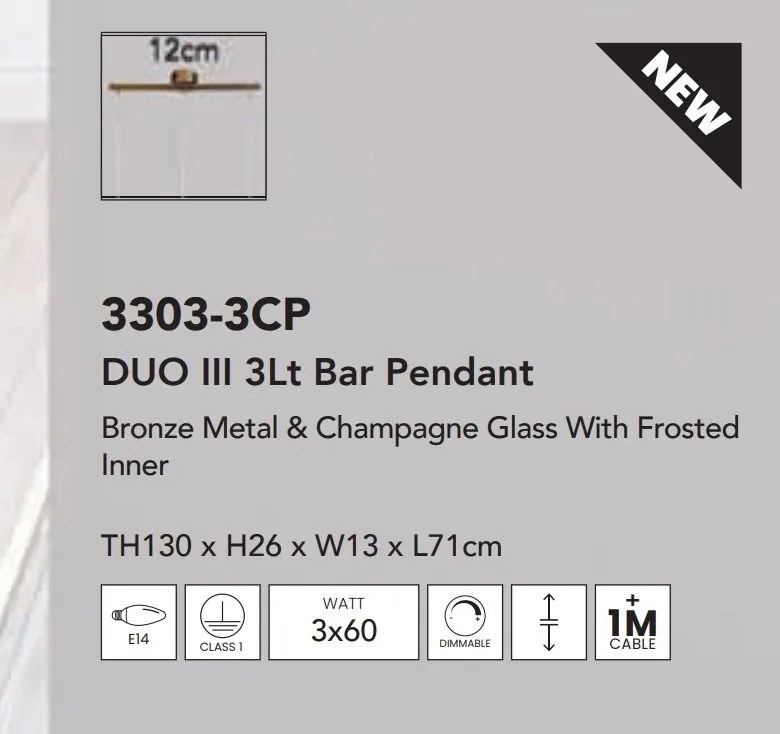 Lustra moderna cu 3 pendule Duo III