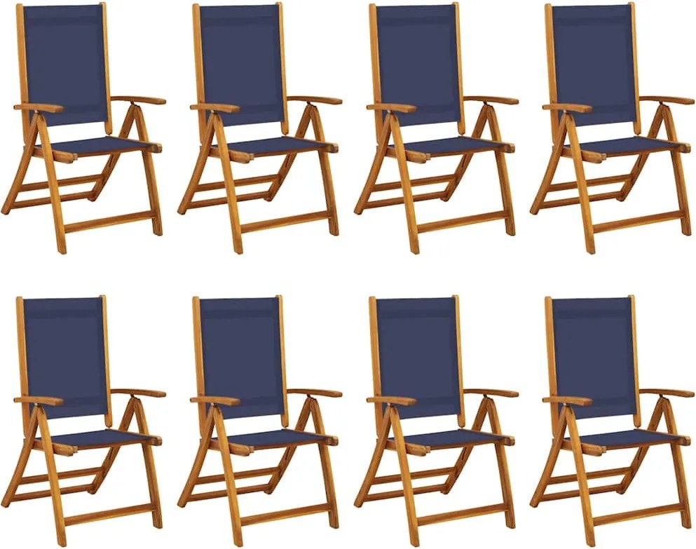 vidaXL Scaune de grădină pliabile 8 buc. lemn masiv acacia & textilenă