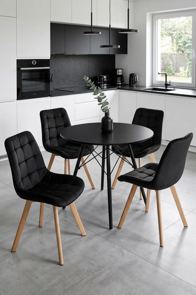 Scaun de masa SORIA VELVET, neagra