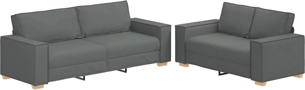 vidaXL Set de canapele cu perne, 2 piese, gri închis, textil