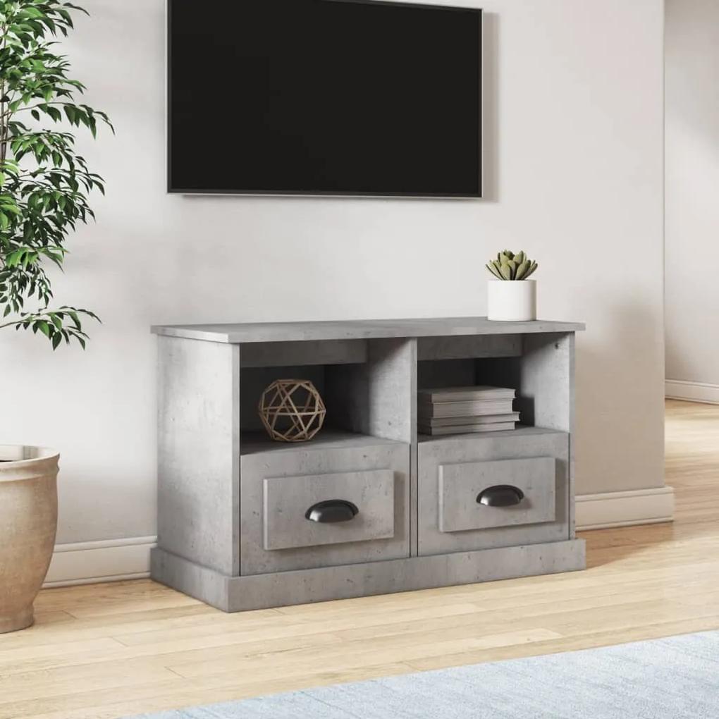 Comoda TV, gri beton, 80x35x50 cm, lemn prelucrat