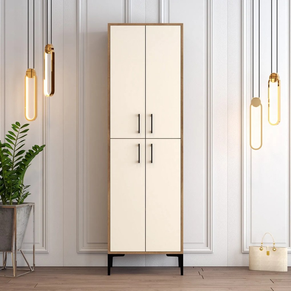 Comodă pentru pantofi Berlin A - Walnut, Cream