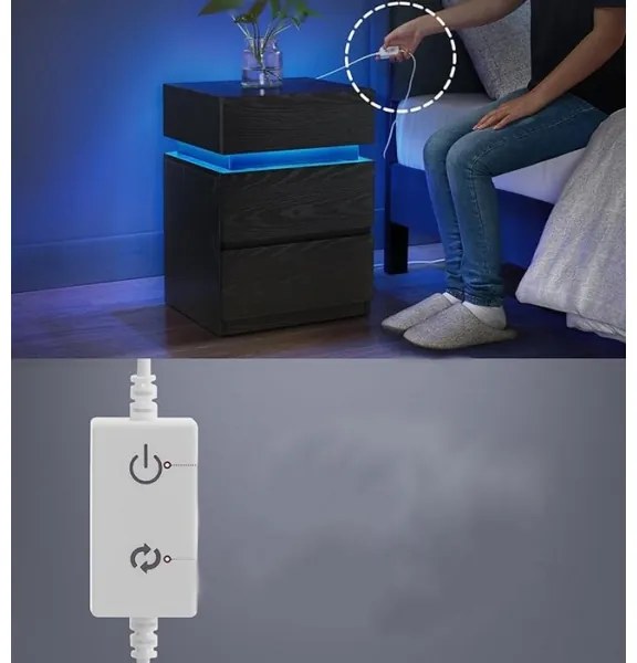 Noptieră SMARTIE cu iluminare, negru