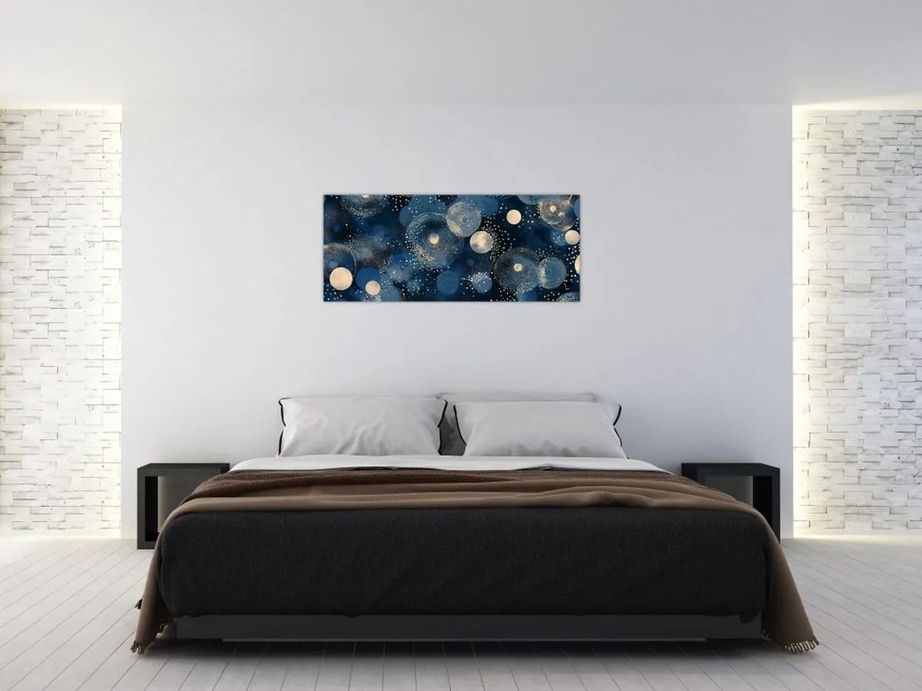 Tablou - Inele Albastru-Aurii (120x50 cm)