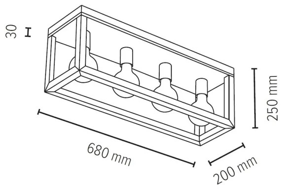 Spot-Light 9158474L - Plafonieră KAGO, 4xE27/60W/230V, stejar mat