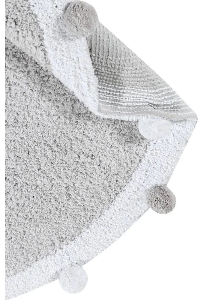 Covor pentru copii gri deschis lavabil/țesut manual din bumbac ø120 cm Bubbly – Lorena Canals