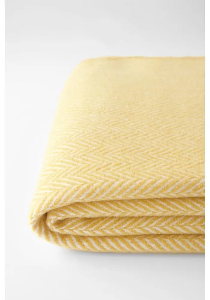 Pled din amestec de bumbac Euromant Skyline, 140 x 180 cm, galben