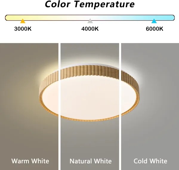 Plafonieră LED Brilagi CORVO, dimmabilă, 72W/230V, 3000-6000K, finisaj decor lemn, Ø50 cm, cu telecomandă inclusă