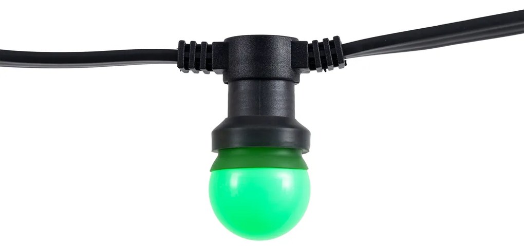Ghirlandă luminoasă neagră conectabilă cu priză, 6m, incluzând 10 lumini multicolore E27 IP65 - Lubber