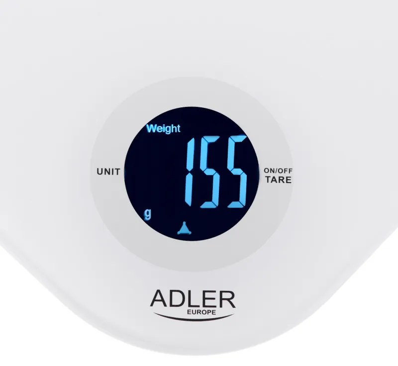 Cantar de bucatarie Adler AD 3180, Pana la 10 kg, Masurare lichide, Tare, Afisaj LCD, Alb