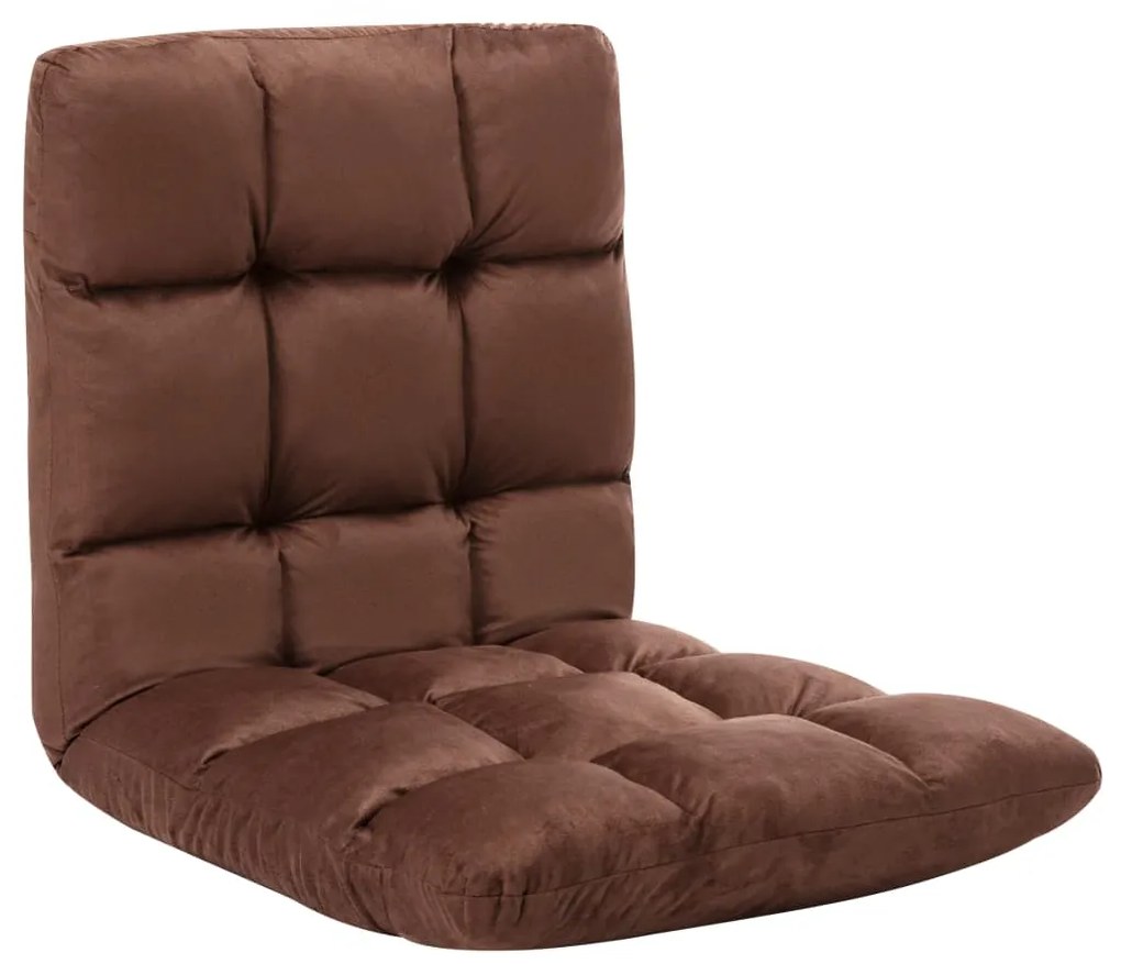 325252 vidaXL Scaun de podea pliabil, maro, microfibră