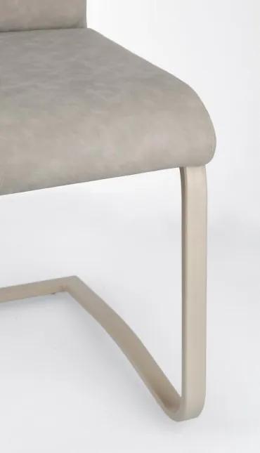 Scaun dining taupe din piele ecologica si metal, Kenneth Bizzotto