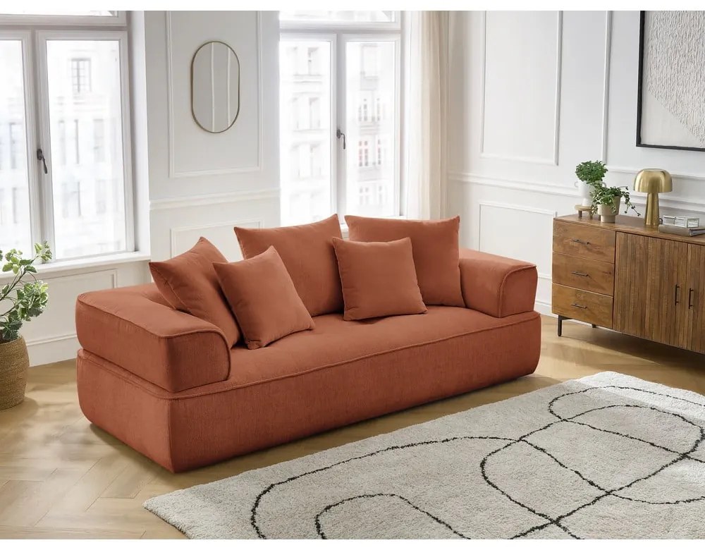 Canapea teracotă cu tapițerie din chenille 237 cm Whesley – Bobochic Paris