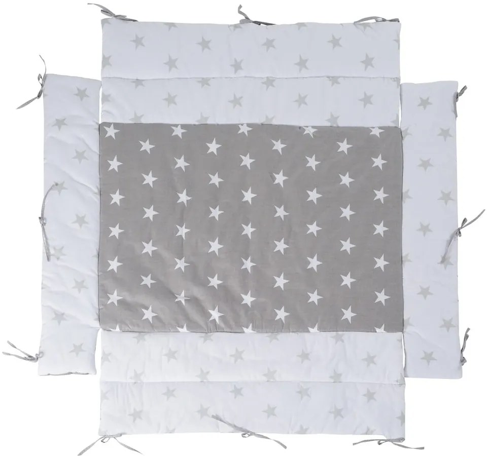 Apărătoare pentru pătuț alb/gri din amestec de bumbac 96 cm Little Stars – Roba