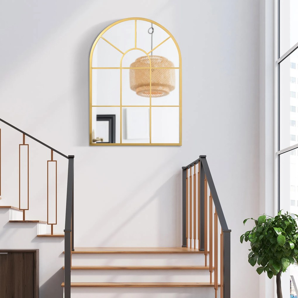 Homcom Oglinda Moderna de Perete – Arcuita 70×50 cm, Stil Fereastra Negru | Aosom Romania