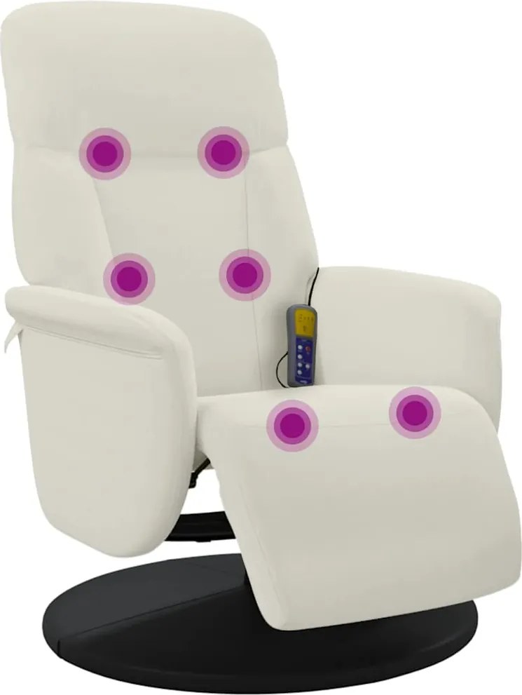 vidaXL Fotoliu de masaj rabatabil cu taburet, crem, catifea