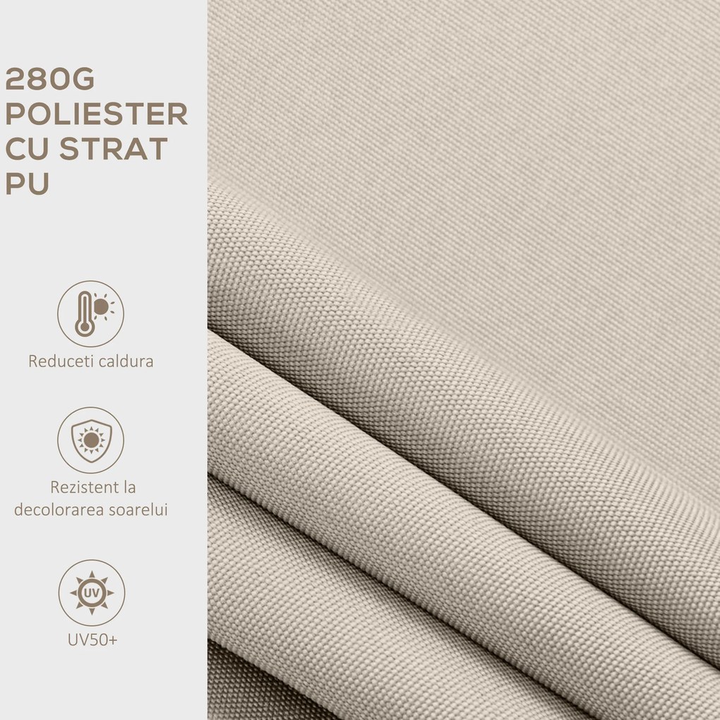Outsunny Copertina pentru soare cu brate si actionare manuala, din aluminiu si poliester pentru exterior, 200x250 cm, alb crem | AOSOM Romania